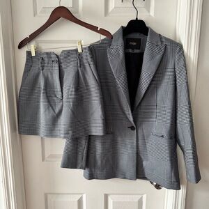 Maje Paris Plaid Blazer & Skirt Set (High-Waisted Mini with Built-In Shorts)